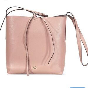 Michael Kors Blush Junie Pebbled Leather Messenger Bag.